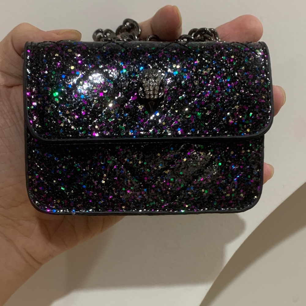 Kurt Geiger Black Multi-Glitter Mini Crossbody Bag
